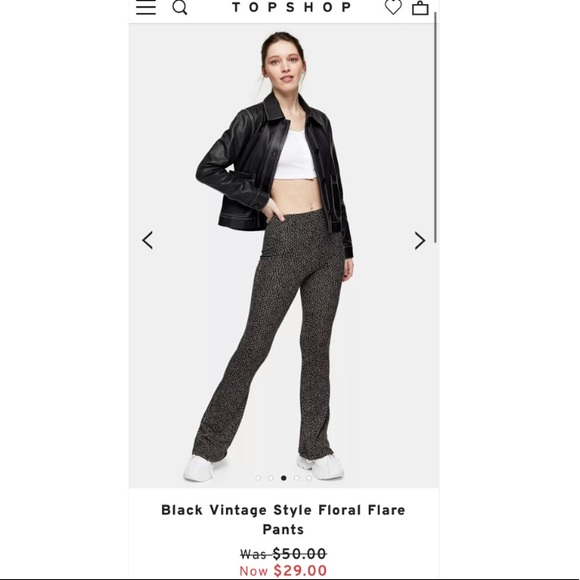 Topshop Pants - Black Vintage Style Floral Flare Pants